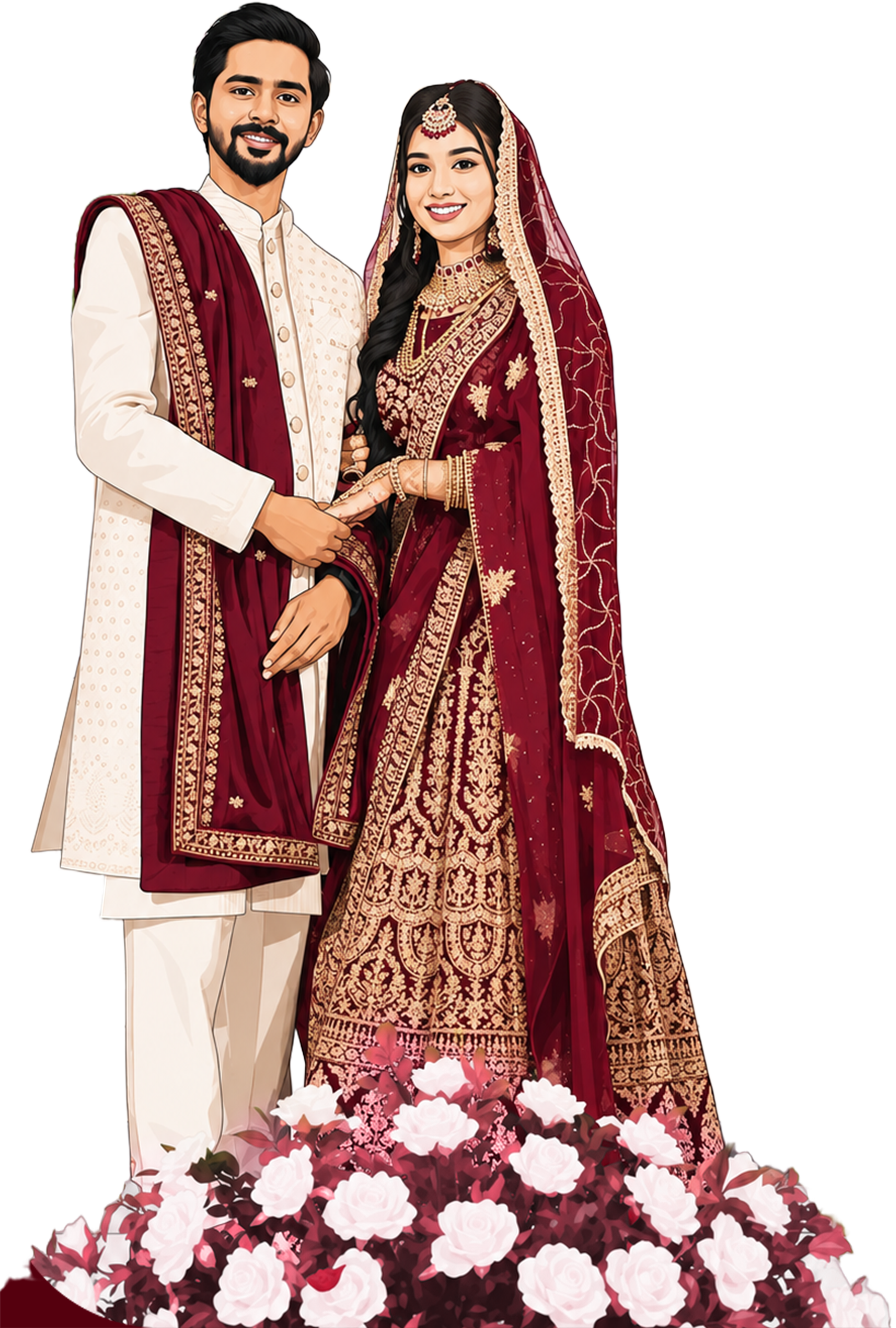 Ajeeb and Safva wedding illustration